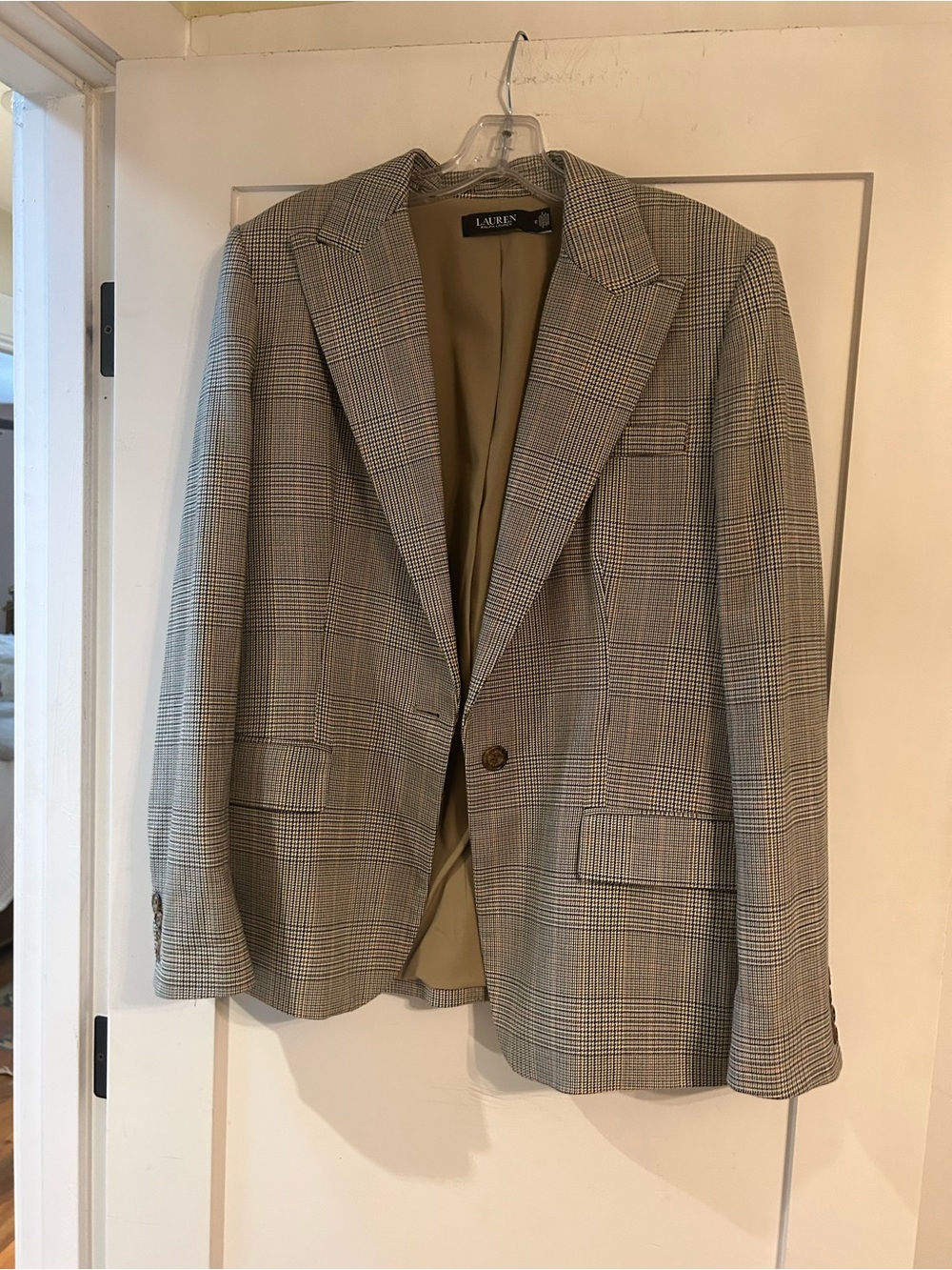 Lauren Ralph Lauren Woman’s Neutral Glen Plaid Blazer